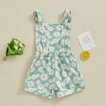 Ayalinggo Toddler Baby Girl Sunflower Print Overalls Shorts With Pocket Suspender Trousers Cute Summer Clothing Outfit (Daisy-Gr
