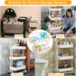 Jolead Baby Nappy Caddy Organiser Cart Movable, 3-Tier Sturdy Newborn Diaper Nursery Essentials Storage Basket For Changing Tabl