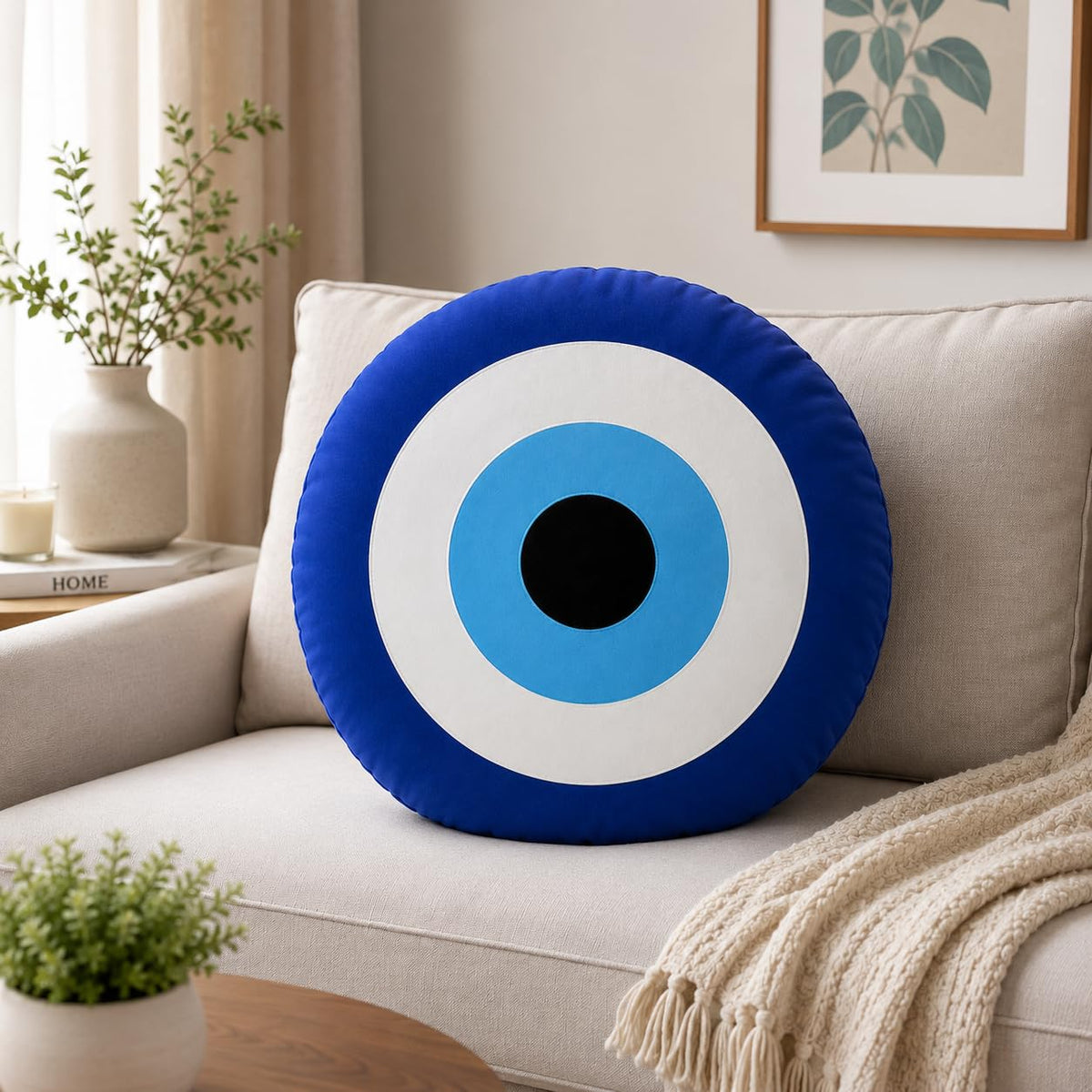 Cosy Toys Evil Eye Round Decorative Throw Pillow Sofa Bed Home Decor