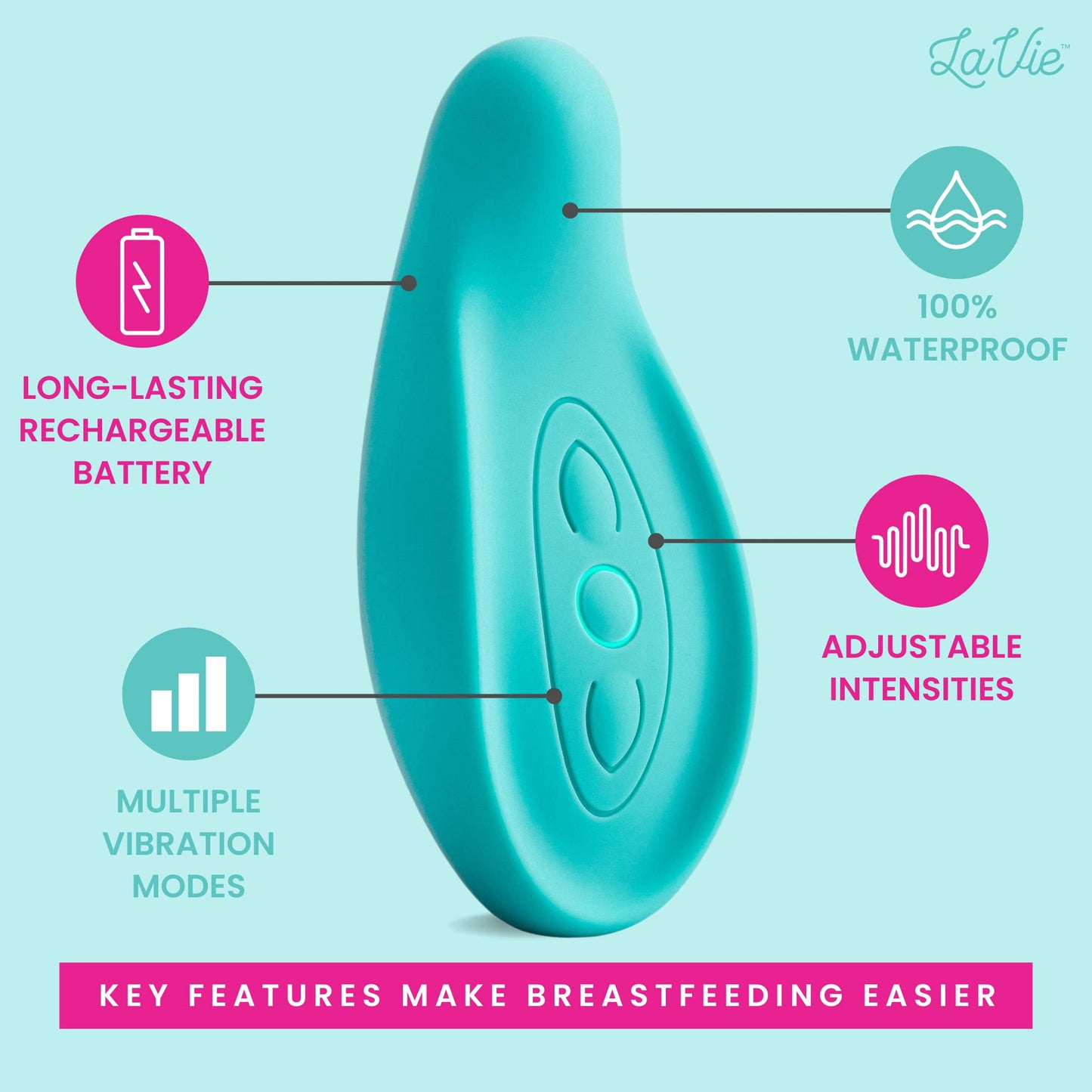 Lavie The Original Lactation Massager For Breastfeeding, Nursing, Pumping, Better Milk Flow, Reduced Discomfort (Teal)