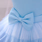 Flower Baby Girl Lace Dress Toddler Tulle Sleeveless Bow Princess Party Wedding Pageant Bridesmaid (Blue.12-24 Months)