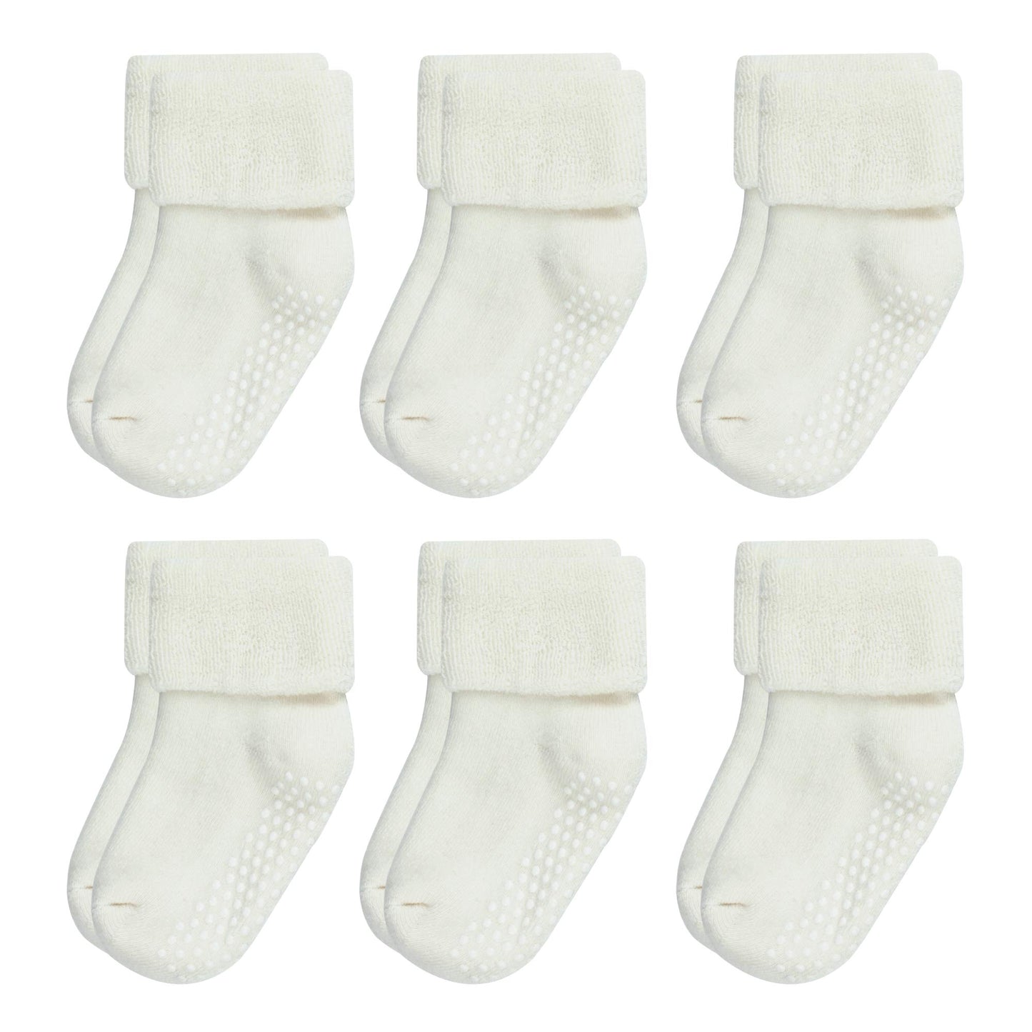 Vwu Baby Toddler Kids Ankle Crew Socks With Grips Unisex Warm Thick Cotton Winter Socks 0-3 Months, White