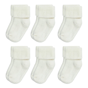 Vwu Baby Toddler Kids Ankle Crew Socks With Grips Unisex Warm Thick Cotton Winter Socks 0-3 Months, White