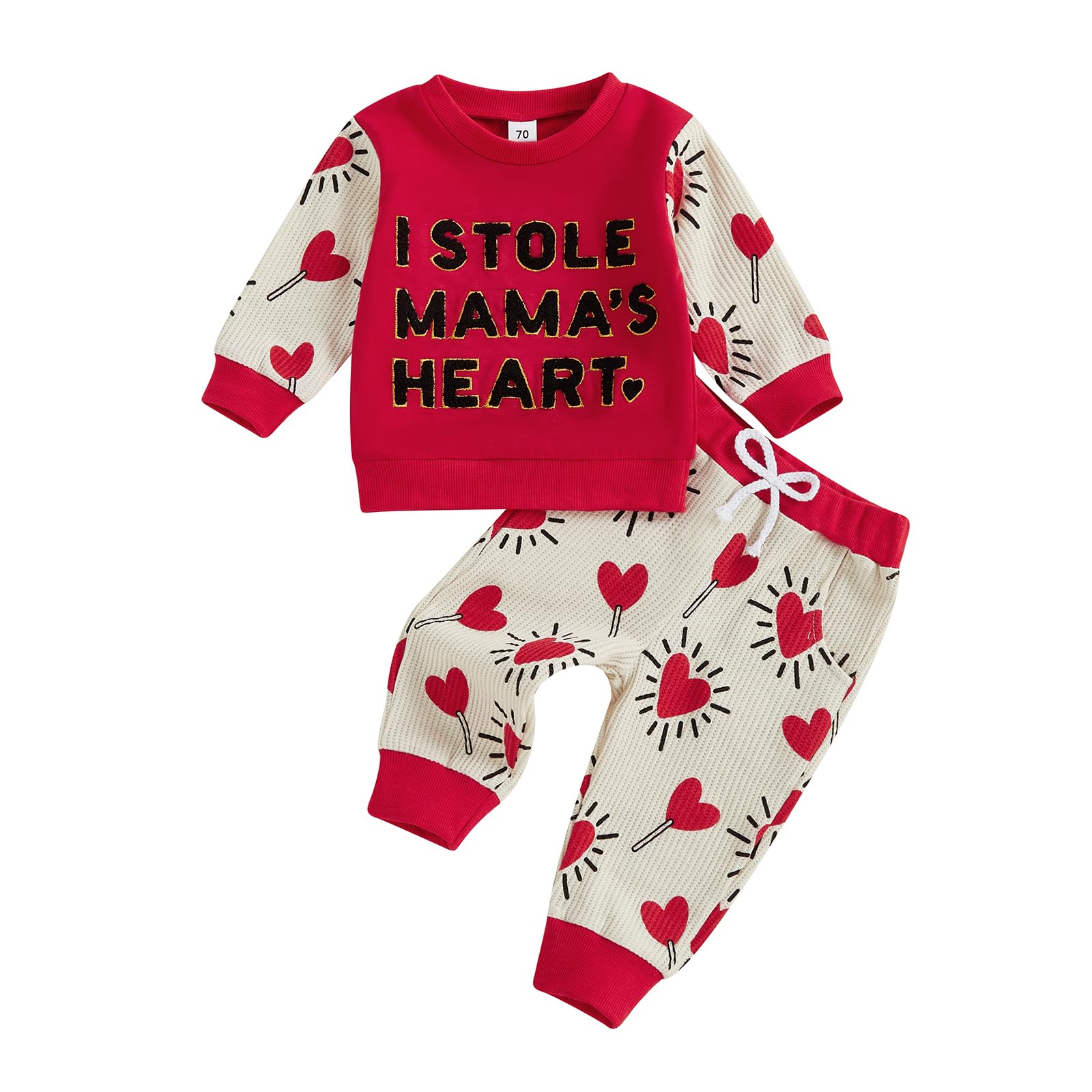 FYBITBO Baby Boy Girl Valentines Outfit Lover Boy Sweatshirt Shirt Sweater Red Heart Pants Toddler Valentines Clothes (Red, 4-5T