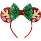 Eisyaa Christmas Minnie Ears Bow Headbands, Sequin Christmas Mickey Ears Headband Glitter Party Mouse Ears Princess Decoration C