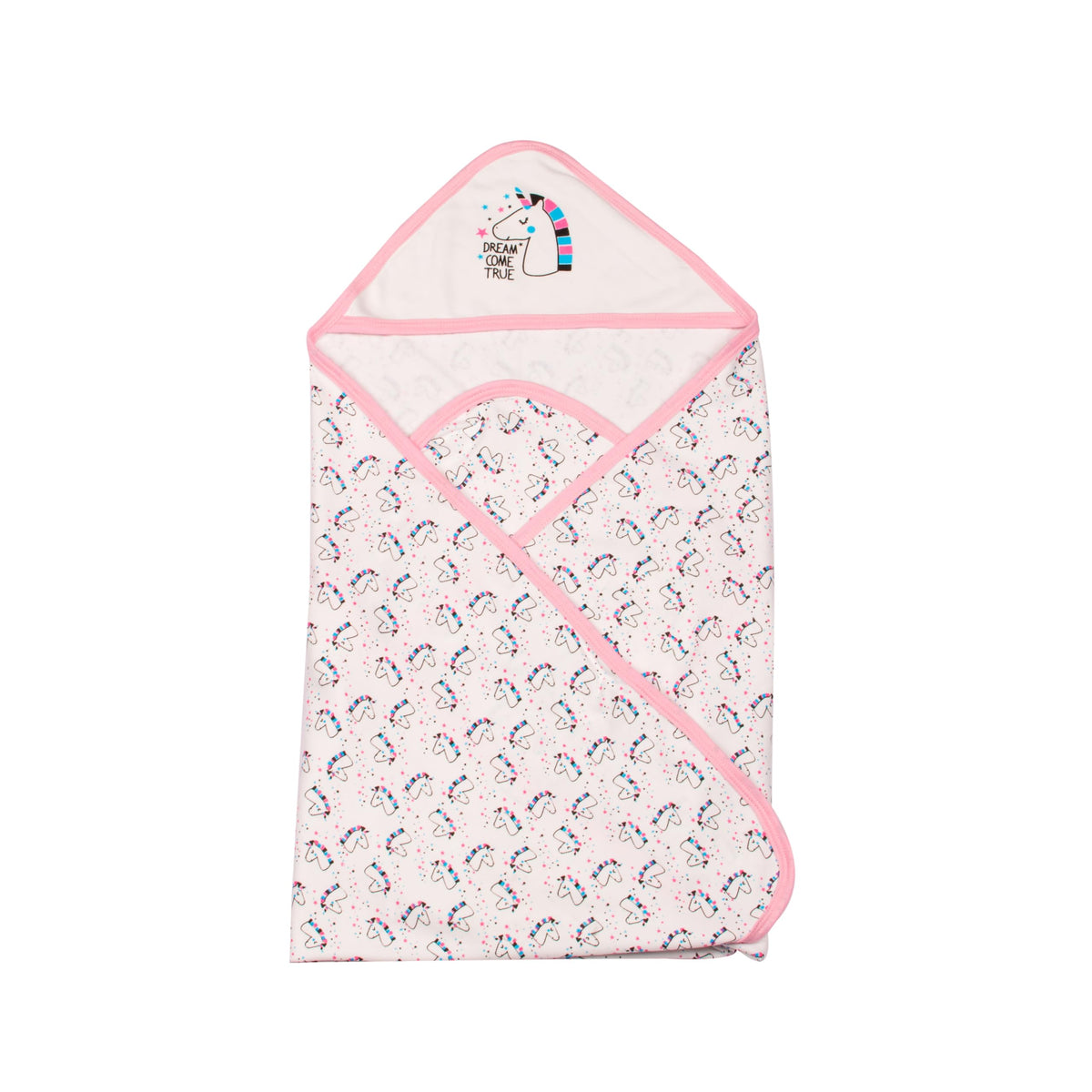 mittenbooty Baby Hooded Wrap Single Ply Unicorn PrintPink