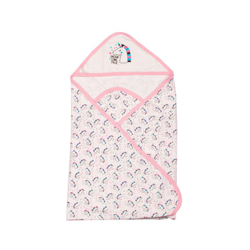 mittenbooty Baby Hooded Wrap Single Ply Unicorn PrintPink