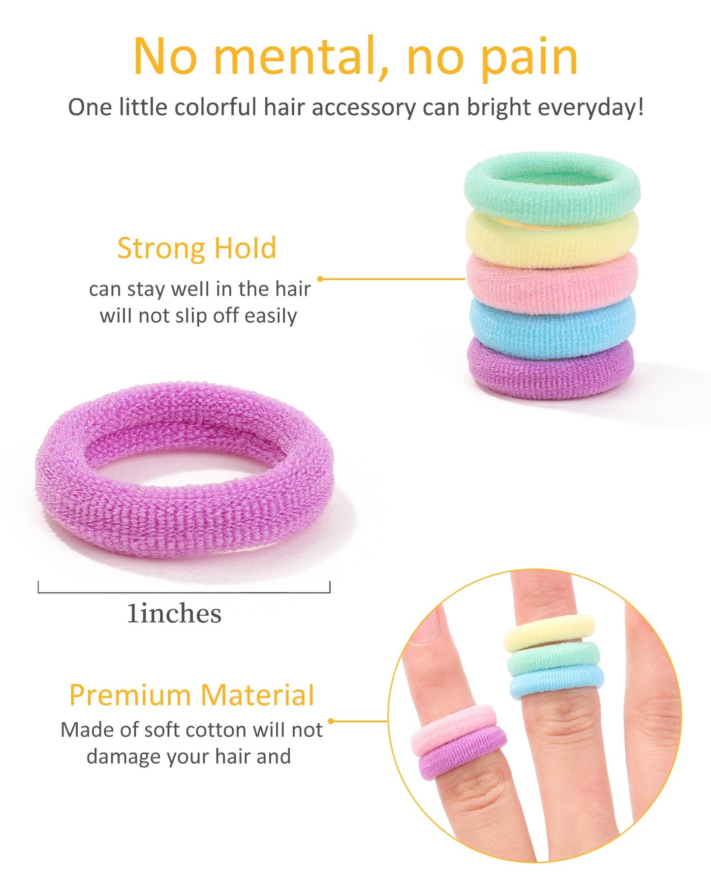Jollybows 300Pcs Baby Hair Ties Girls Elastic Hair Accessories Small Nylon Hair Bands For Toddler Infant Ponytail Holders 1' Mi