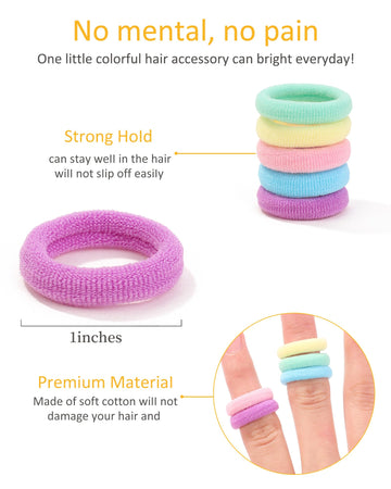 Jollybows 300Pcs Baby Hair Ties Girls Elastic Hair Accessories Small Nylon Hair Bands For Toddler Infant Ponytail Holders 1' Mi
