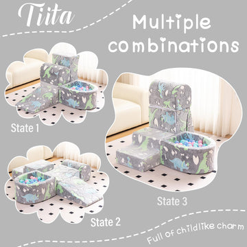 Tiita Baby Climb And Crawl Playset 5-Piece, Kids Foam Climbing Block With Small Ball Pit - Indoor Soft Play Climber For Playtime