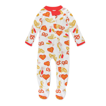 Honestbaby Baby 1-Pack Celebration Sleep & Play Footed One-Piece Pajama Sleeper 100% Organic Cotton, Junk Food Lover, 6-9 Months