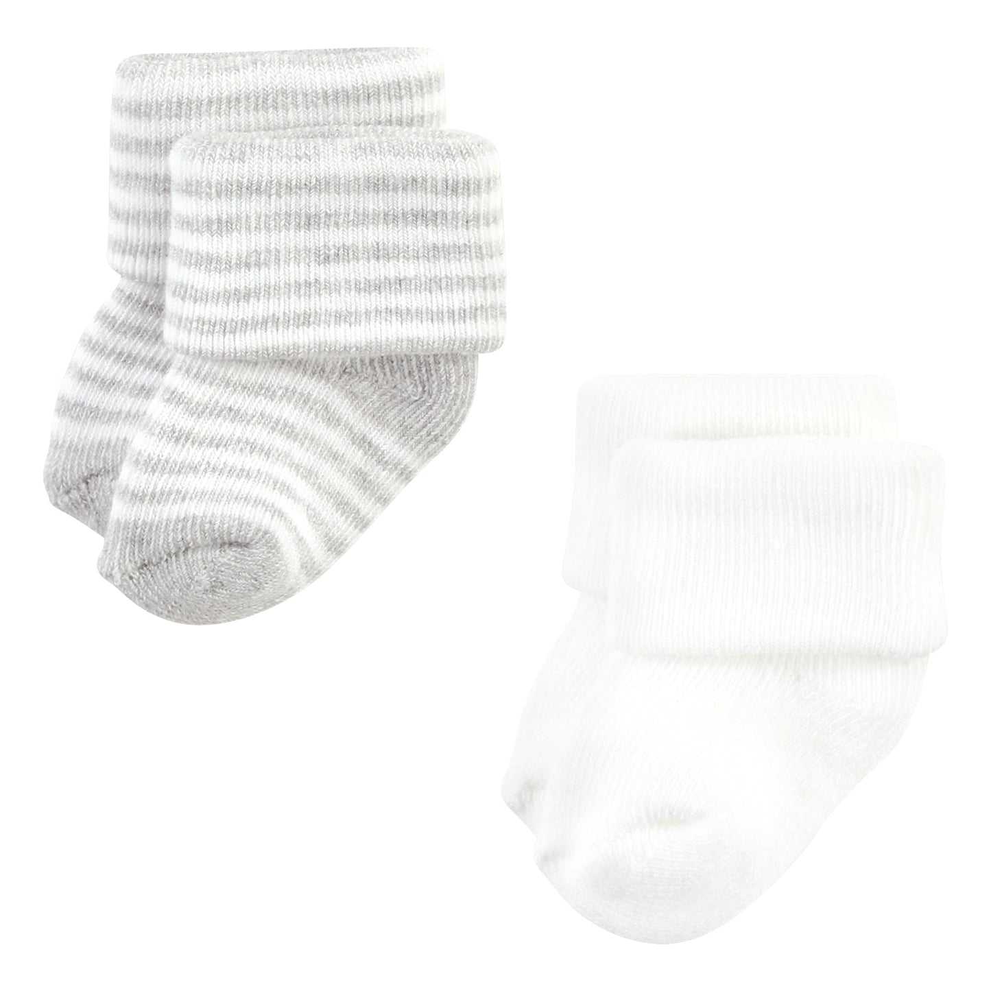 Hudson Baby Unisex Baby Cotton Rich Newborn And Terry Socks, Pink Gray Stripe, 0-6 Months
