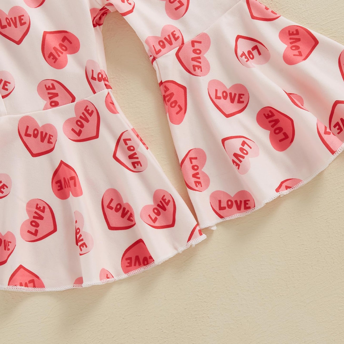 Yokjzjd Toddler Baby Girl Valentines Day Outfit Love Sweatshirt Long Sleeve T-Shirt Tops Bell Bottom Pants Set Fall Clothes (Pin