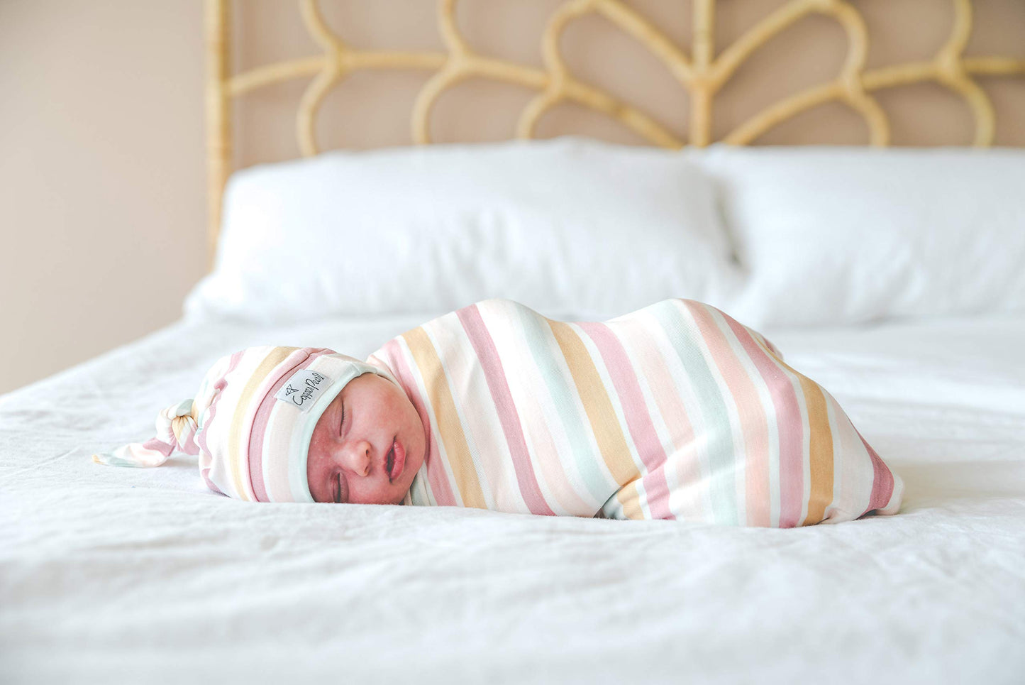 Baby Beanie Hat Top Knot Stretchy Soft'Belle' By Copper Pearl