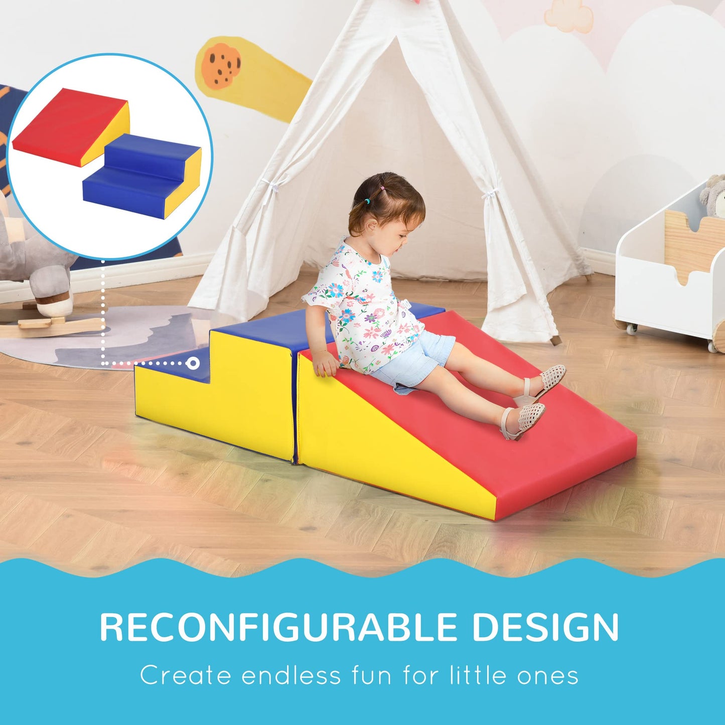 Soozier 2 Piece Climb And Crawl Activity Play Set Soft Secure Foam Playset For Toddler Preschooler Indoor Play Equipment Baby Le