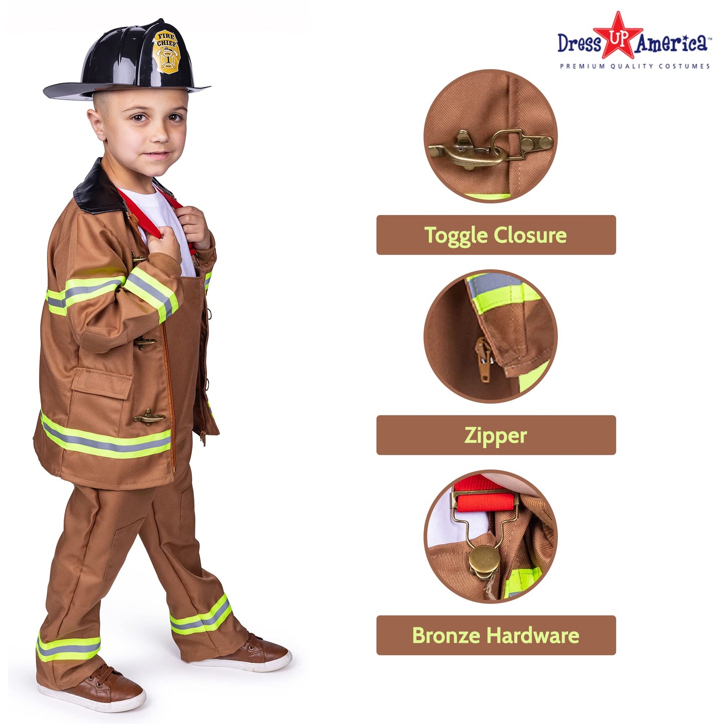 Dress Up America Fireman Costume For Kids - Role Play Firefighter Costume