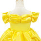 Tyhtym Princess Costumes Little Girls Dress Up Fancy Halloween Christmas Party (Yellow, 4-5T)