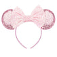Eisyaa Minnie Ears Headbands, Sequin Mouse Ears With Pink Bow Glitter Party Princess Decoration Cosplay Costume