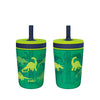 Zak Designs Kelso 15 Oz Tumbler Set, (Dino Camo) Non-Bpa Leak-Proof Screw-On Lid With Straw Made Of Durable Plastic And Silicone