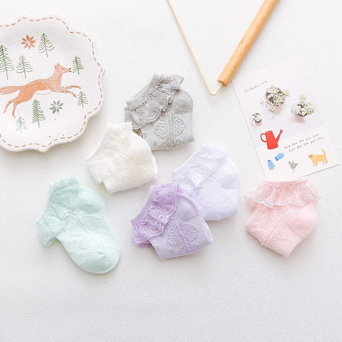 Durio Newborn Socks Girl White Baby Socks Super Soft Newborn Girl Socks Lace Ruffle Socks Baby Girl Socks Newborn B White & Whit