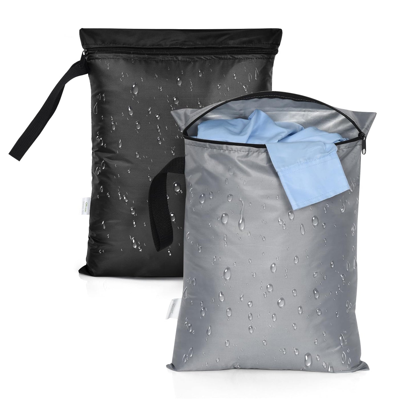 OTraki 2PCS Waterproof Bag for Swimsuit 12x16 inch Wet Dry Bags With Portable Handle & Zipper Reusable Travel Wet Clothes Gym Ba
