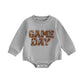 Fybitbo Baby Football Outfit Girl Boy Game Day Sweatshirt/Shirt Onesie Long Sleeve Sweater Romper Fall Winter Clothes (Grey Foot