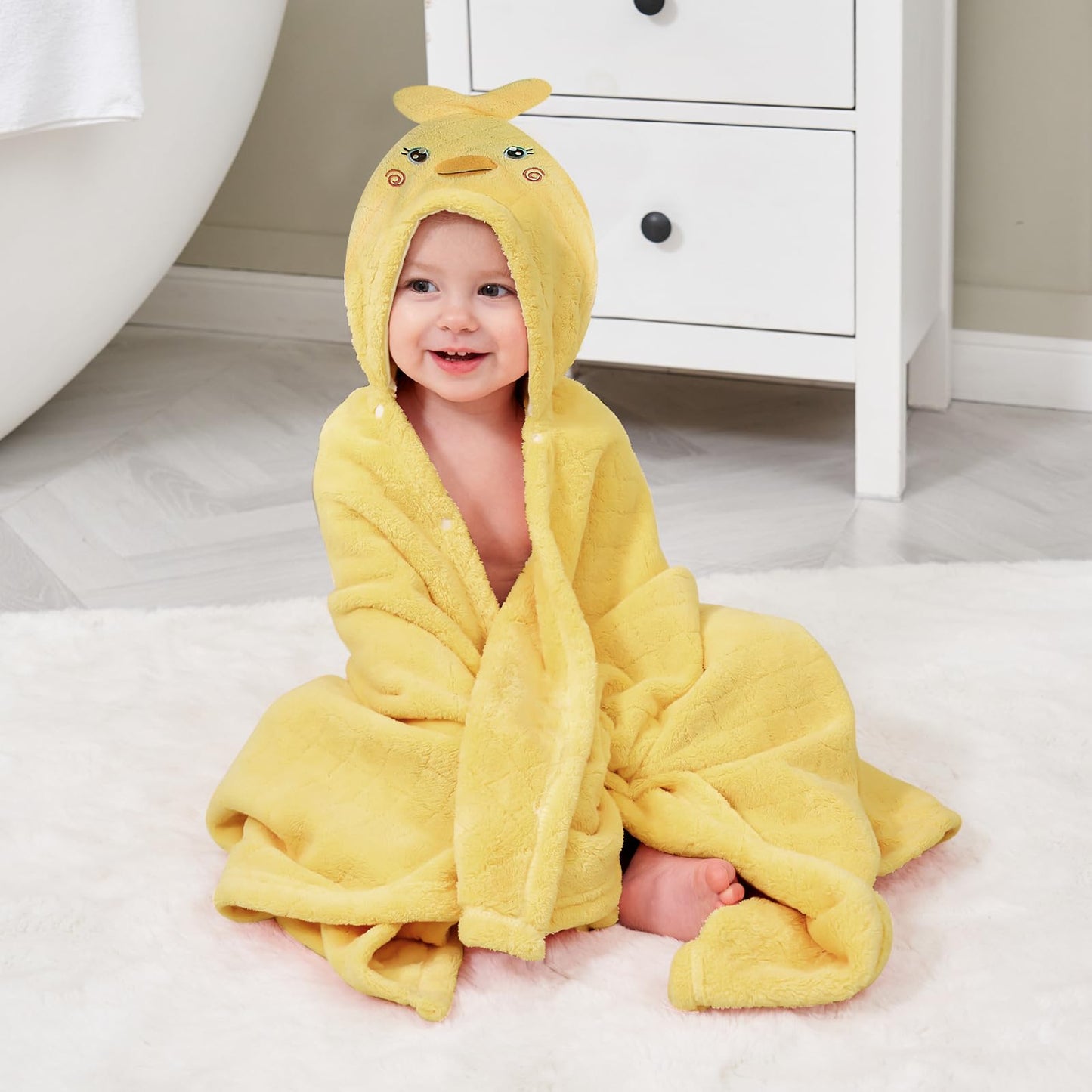 Toddler Bath Towel Hooded Kids Towels Bath Baby Towels With Hood For Boy Girl 0-5 Years, 2-Pack Soft Absorbent Baby Bath Towels