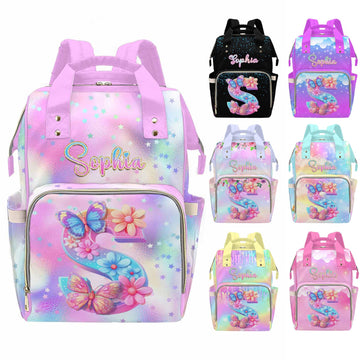 MyPupSocks Custom Butterfly Floral Diaper Bag Backpack for Mom, Daughter & Granddaughter | Adorable Personalized Mommy Daypack, 