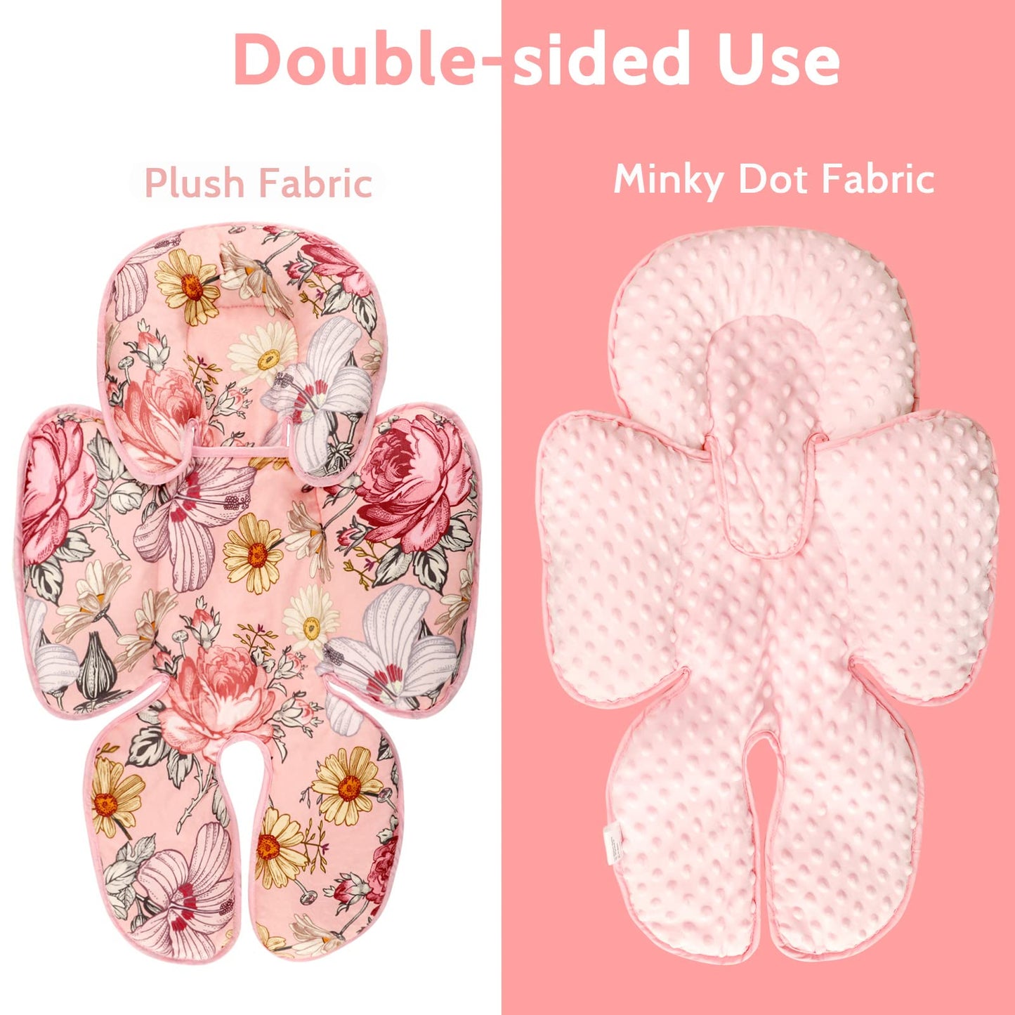 Pink Infant Car Seat Head Body Support Pillow, Hnhuaming 2-In-1 Reversible Carseat Insert,Soft Cushion For Stroller, Swing, Boun