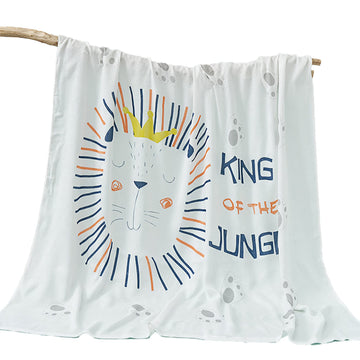 BEMBIKA Bamboo Muslin Blanket Baby 110X110 Cm Stroller Blanket Receiving Blanket for Newborn Unisex Baby (Lion)