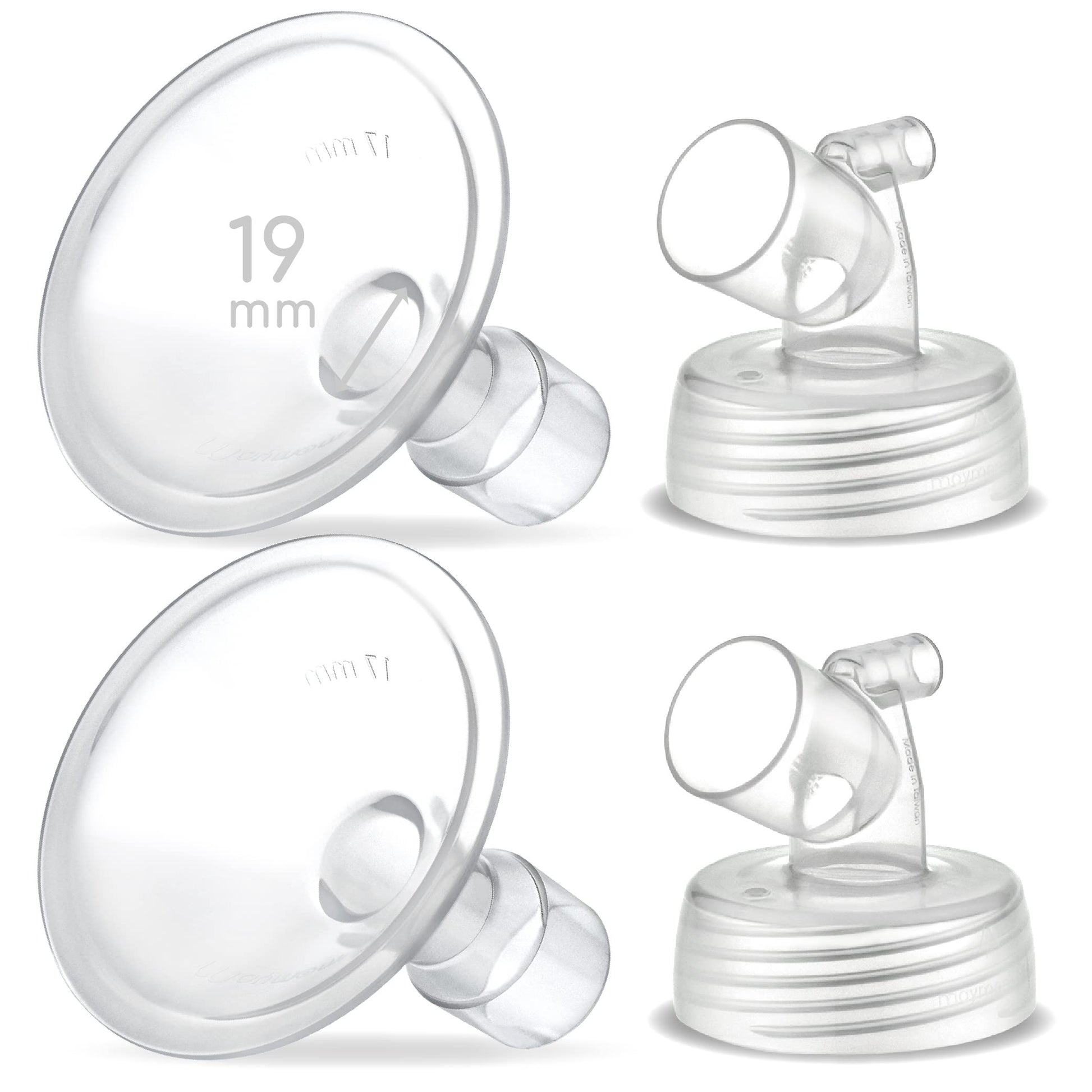 Maymom Two-Piece Wide Neck Pump Parts For Spectra S1/S2 Pumps; Incl Wide Mouth Flanges; Not Original Spectra Flange (19 Mm Two F