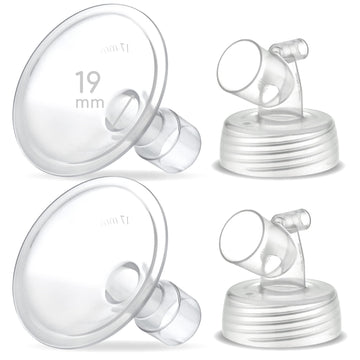 Maymom Two-Piece Wide Neck Pump Parts For Spectra S1/S2 Pumps; Incl Wide Mouth Flanges; Not Original Spectra Flange (19 Mm Two F