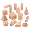 Syhood 15 Pcs 3D Shapes Geometric Solids Wooden Shapes Large Size Burlywood Color Geometric Shapes Blocks Set Montessori Learnin