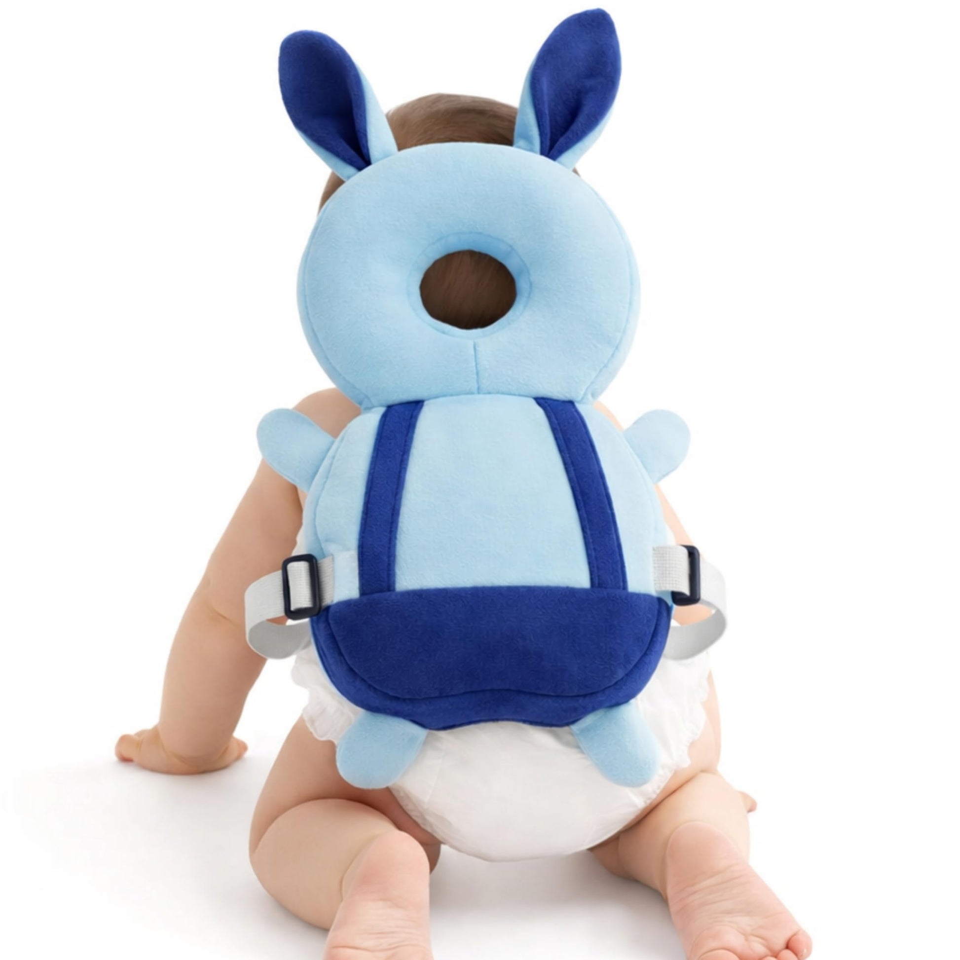 Shark Doo Doo Bunny Shaped Blue Baby Head Protector Pillow  Infant Fall Protection Cushion | Soft Plush Safety Helmet With Adju