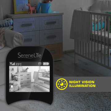 Serenelife Usa Video Baby Monitor - Upgraded 850 Wireless Long Range Camera, Night Vision, Temperature Monitoring And Portable 2