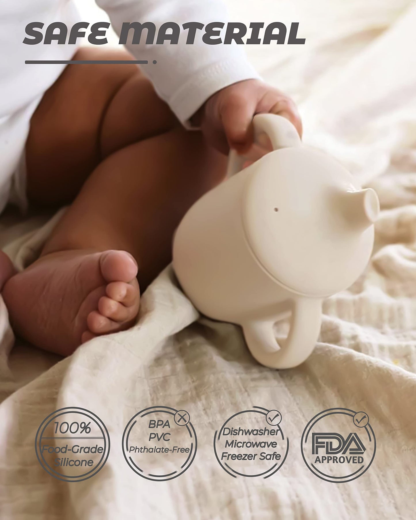 Toddler Sippy Cups, Sippy Cups For Baby 6+ Months, Toddler Cups With Two Non Slip Handle, Transition Sippy Cups For Babies 6-12