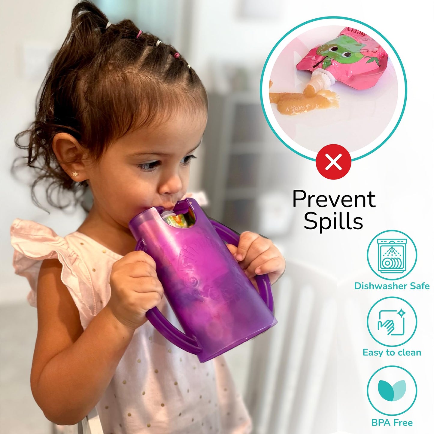 Flipping Holder Squeeze Proof Food Pouch Holder For Toddlers, Babies, Kids, Mess Free No Squeeze Juice Box Drink And Applesauce
