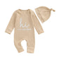 MERSARIPHY Newborn Baby Boy Girl Clothes Hi Im New Here Coming Home From Hospital Outfits Gender Neutral One Piece Romper (Beig
