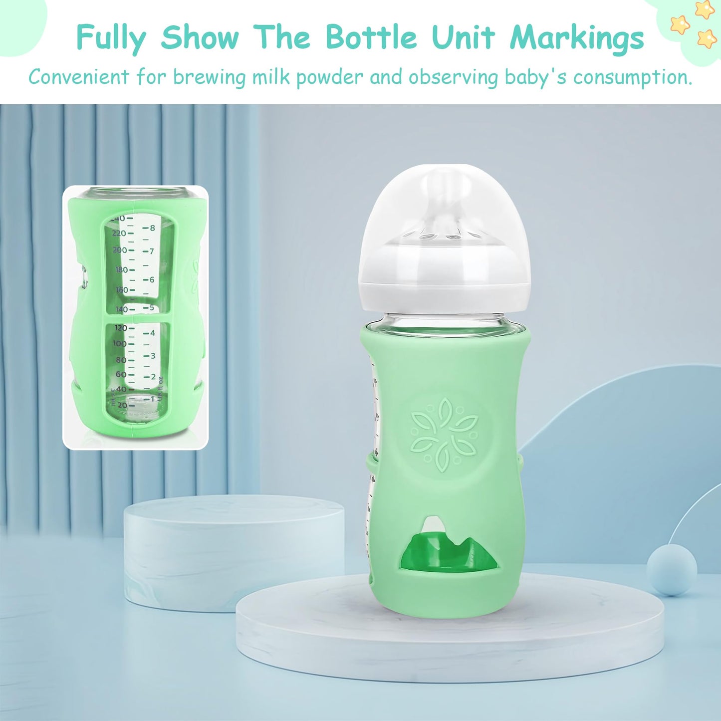 2 Pack Silicone Sleeves For Philips Avent Glass Natural Baby Bottle 4Oz, Food Grade Silicone, Bpa Free Glass Baby Bootle Sleeve,