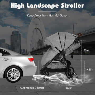 Baby Joy Baby Stroller, High Landscape Infant Carriage Newborn Pushchair With Foot Cover, Cup Holder, 5-Point Harness, Adjustabl