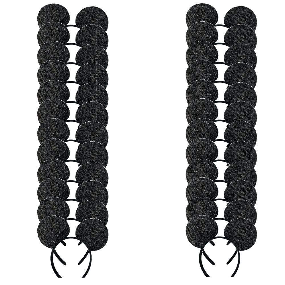 Winvin Set Of 24 Mouse Costume Deluxe Fabric Ears Headband Red Bow Boys Girls Birthday Party Hairs Accessories Baby Shower Headw