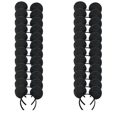 Winvin Set Of 24 Mouse Costume Deluxe Fabric Ears Headband Red Bow Boys Girls Birthday Party Hairs Accessories Baby Shower Headw