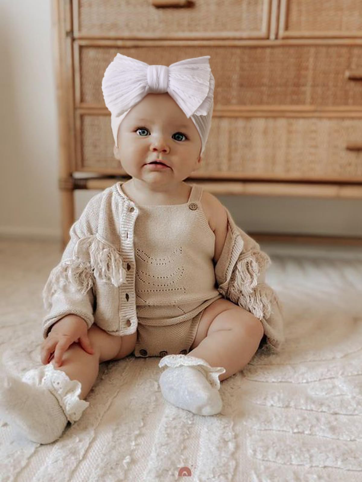 Dreshow Bqubo Handmade Baby Headbands Soft & Stretchy Hair Bands With Bows Nylon Bows Hairbands For Girls Newborn Infant Toddler