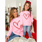 Mommy And Me Valentine'S Day Sweatshirt Love Heart Graphic Family Matching Pullover Casual Long Sleeve Shirt Tops (Mom-Pink, X-L