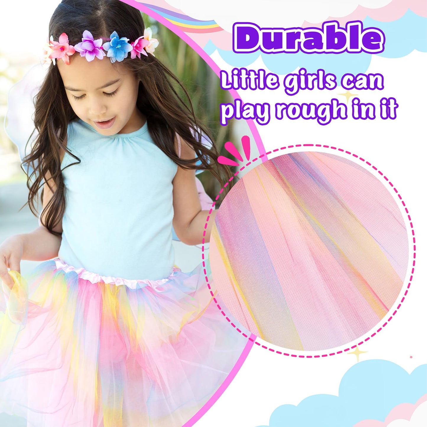 Kilofly Girls Ballet Tutu Kids Birthday Princess Party Favor Dress Skirt Set Of 6 Multicolored
