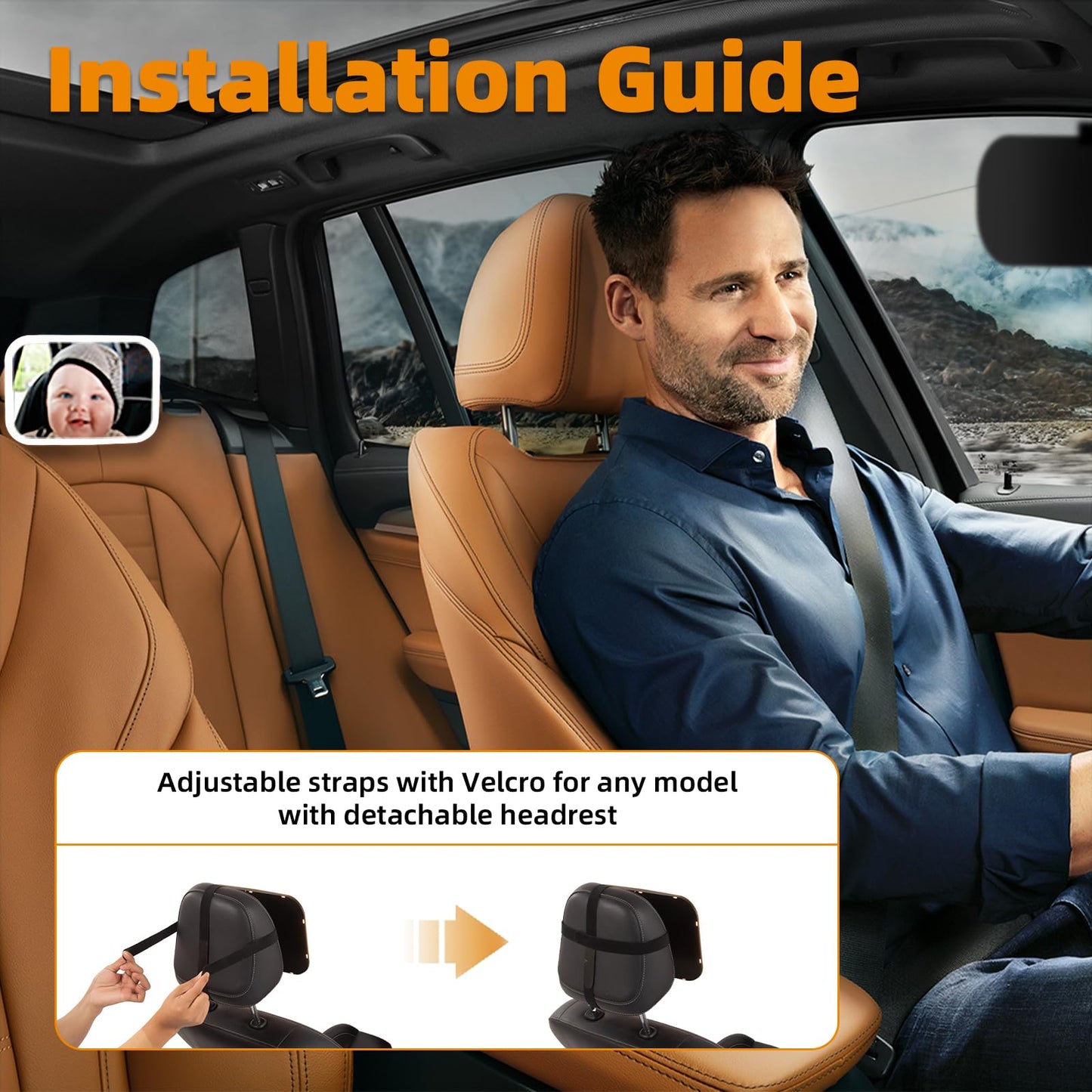 Baby Car Mirror With Light, 3000Mah Rechargeable, Shatterproof, Adjustable Rear-Facing Infant Mirror For Car Seats, Wide View, 3