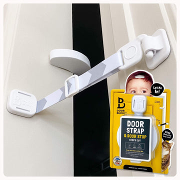 Door Buddy Child Proof Door Lock & Cat Door Stopper. Adjustable Door Strap Latch To Baby Proof Door & Keep Toddler Out Of Cat Fo