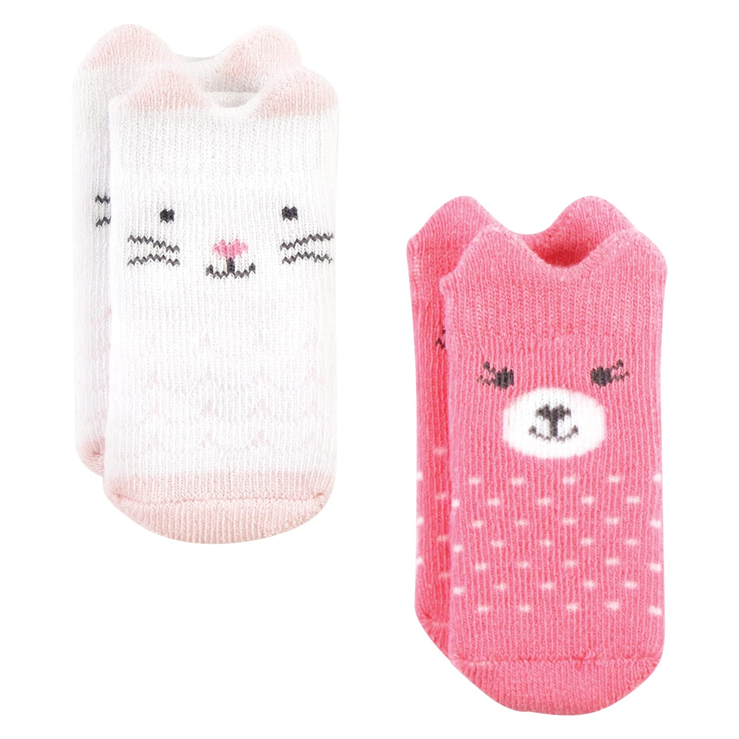 Hudson Baby Unisex Baby Cotton Rich Newborn And Terry Socks, Pink Animals, 0-6 Months