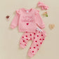 Afunbaby Baby Girl Fall Clothes Long Sleeve Floral Shirt Crewneck Sweatshirt Top Pocket Pants Winter Outfit Clothing Set (Little