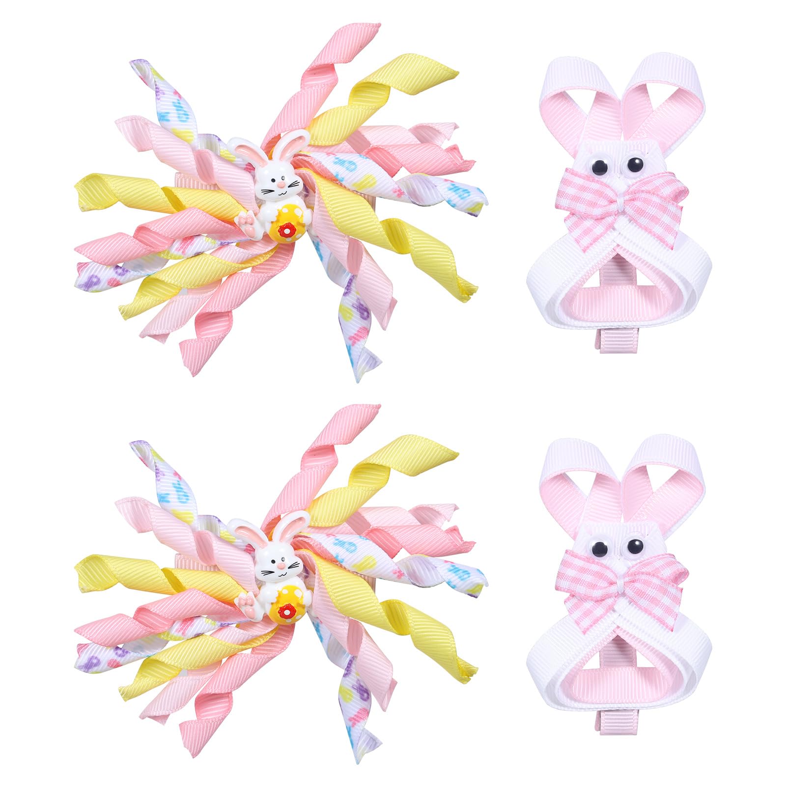 Easter Bunny Korker Hair Bow Clip For Toddler Baby Girls Curly Corker Ribbon Bow Alligator Barrette Rabbit Hairpins Kids Teen Ho